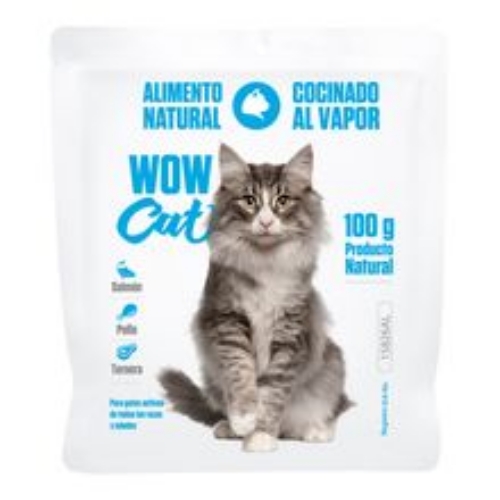 Imagen de Alimento húmedo para gato WOW CAT pollo, salmón y ternera x100 g