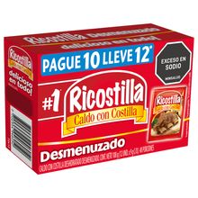 Caldo RICOSTILLA desmenuzado pague 10 lleve 12 sobres x9 g c/u