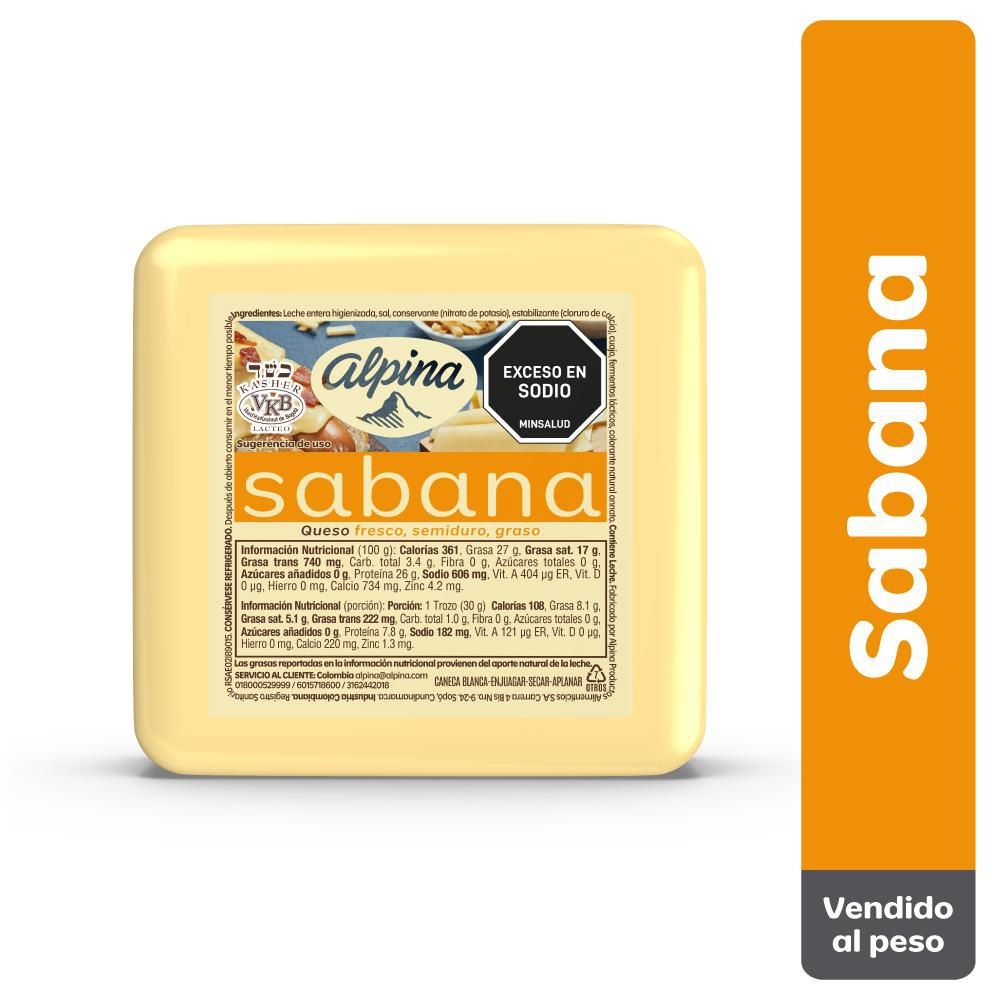 Imagen de Queso ALPINA sabana porcionado en tienda