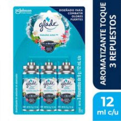 Imagen de Ambientador GLADE toque paraíso repuesto 3 unds x12 ml c/u