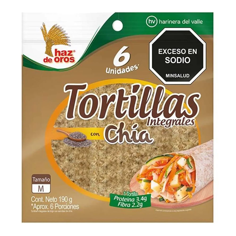 Imagen de Tortillas HAZ DE OROS integral con chía x190 g