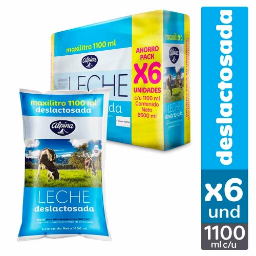 Imagen de Leche ALPINA deslactosada 6 unds x1100 ml c/u