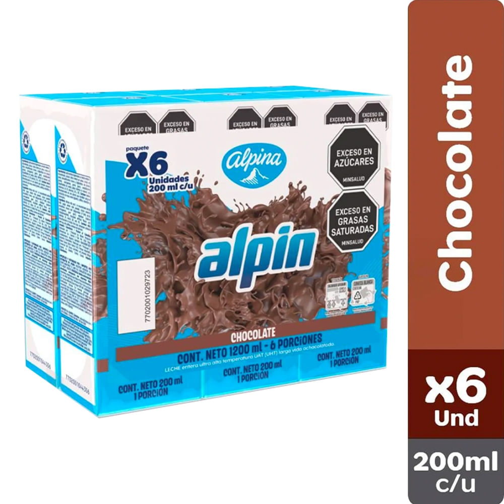 Imagen de Leche ALPINA saborizada alpin chocolate 6 unds x200 ml c/u