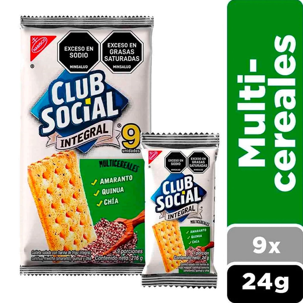 Imagen de Galletas CLUB SOCIAL integral multicereales 9 unidades x24 g c/u