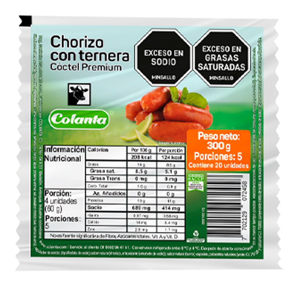 Imagen de Chorizo COLANTA montefrío ternera tipo coctel x300 g