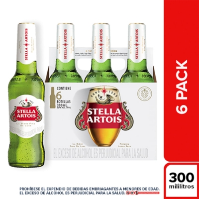 Imagen de Cerveza STELLA ARTOIS 6 unds x300 ml c/u