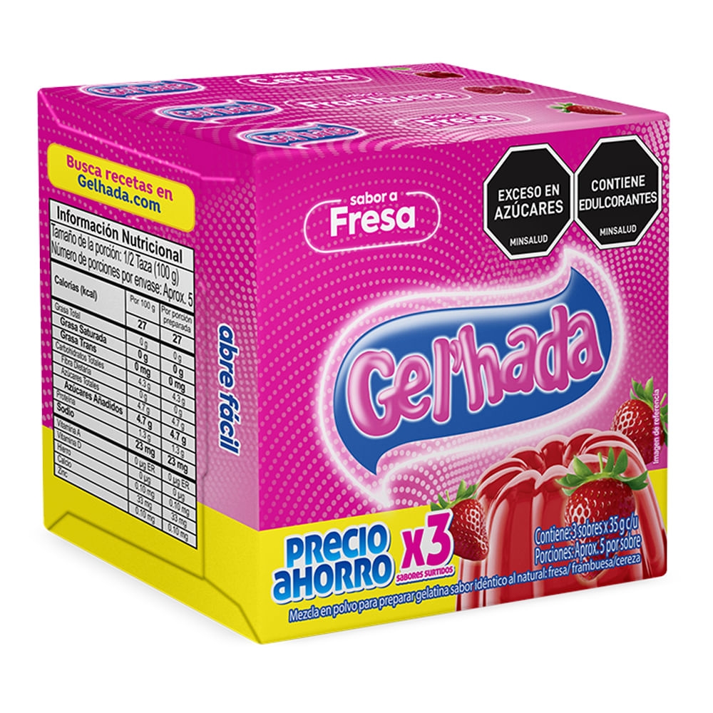 Imagen de Gelatina GEL'HADA surtida 3 unds x35 g c/u