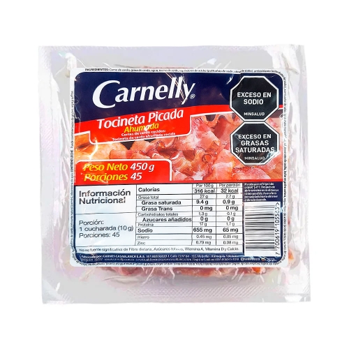 Imagen de Tocineta ahumada CARNELLY picada x450 g