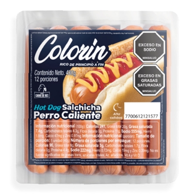 Imagen de Salchicha COLORIN perro caliente x480 g