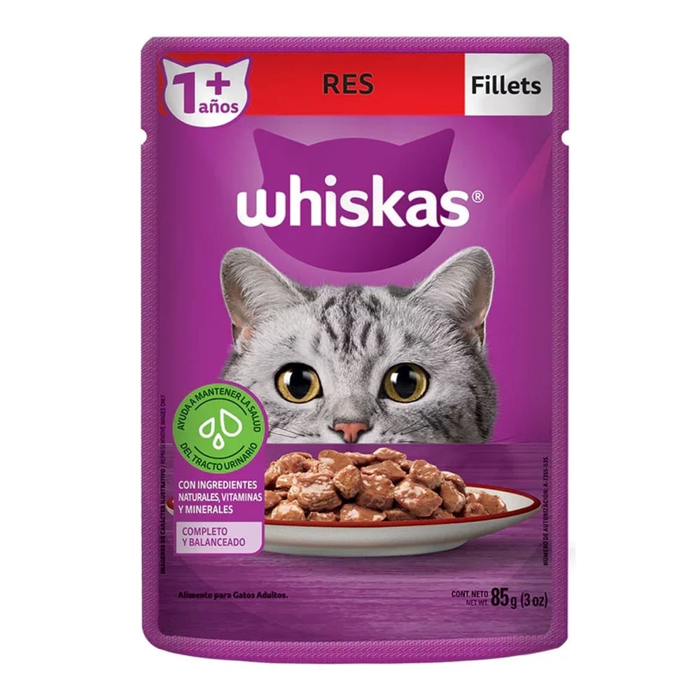 Imagen de Alimento húmedo para gato WHISKAS adulto sabor a carne x85 g