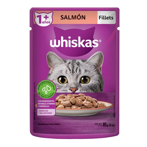 Imagen de Alimento húmedo para gato WHISKAS adulto sabor a salmón x85 g