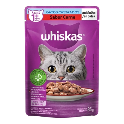 Imagen de Alimento húmedo para gato WHISKAS castrados sabor a carne x85 g