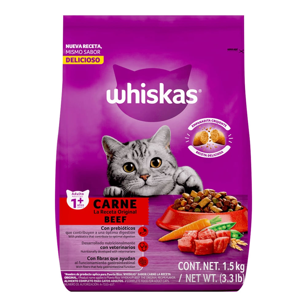 Imagen de Alimento para gato WHISKAS adulto sabor a carne x1500 g