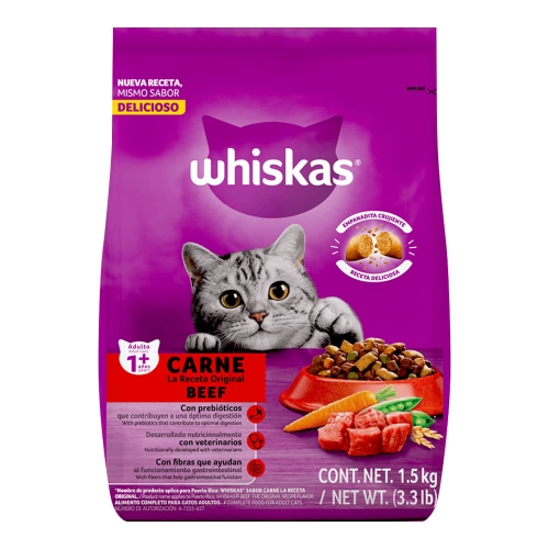 Imagen de Alimento para gato WHISKAS adulto sabor a carne x1500 g
