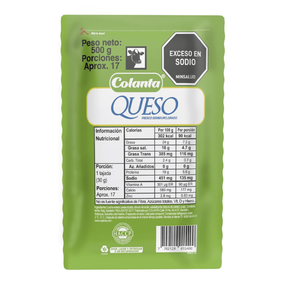 Imagen de Queso COLANTA blanco x500 g