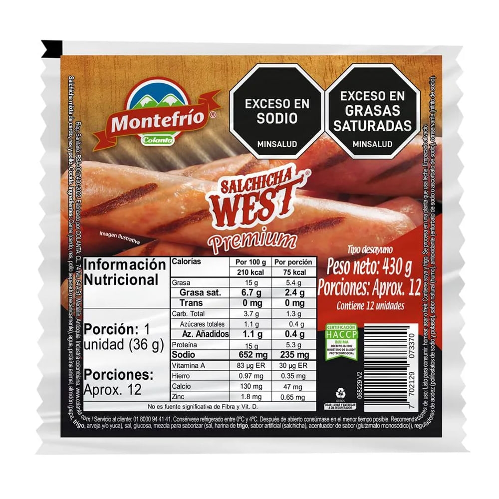 Imagen de Salchicha MONTEFRIO west x430 g