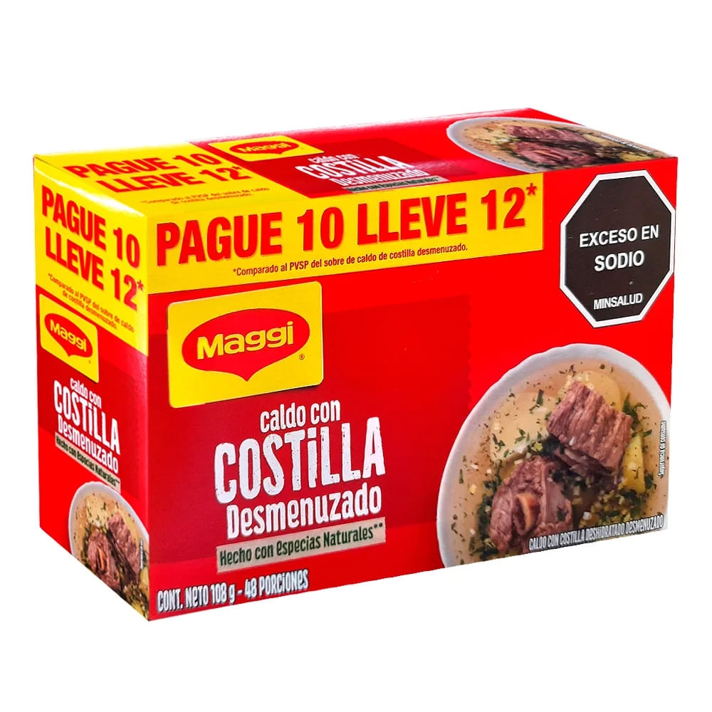 Imagen de Caldo MAGGI desmenuzado/costilla  pague 10 lleve 12 x9 g c/u