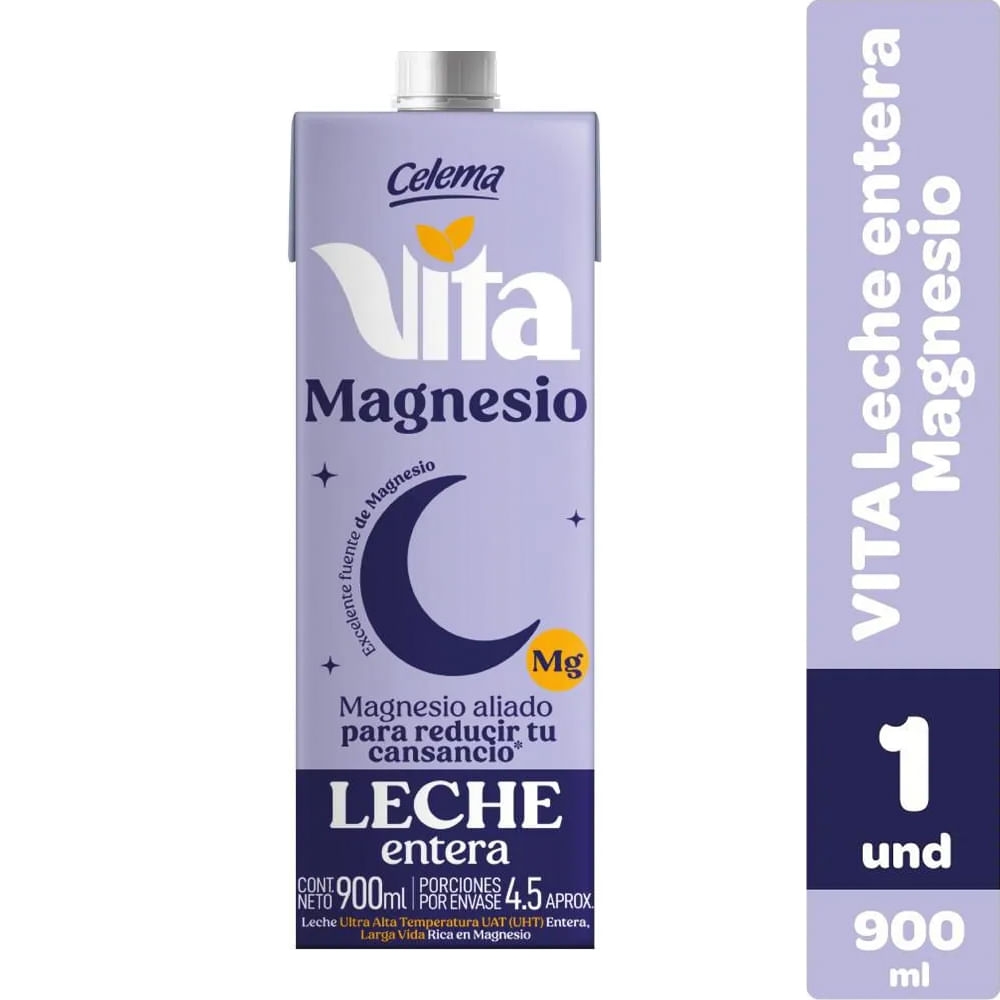 Imagen de Leche entera CELEMA vita magnesio UHT x900 ml